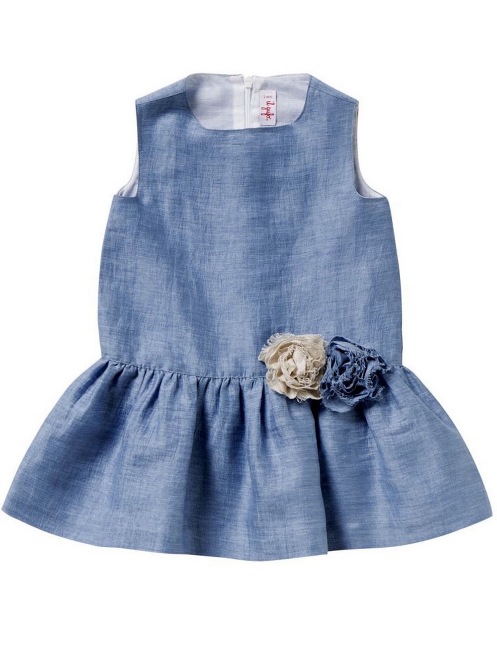 Il Gufo Linen Dress, Blue, 4Y